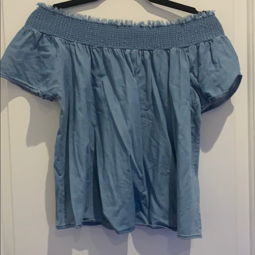 Off the Shoulder Chambray Top